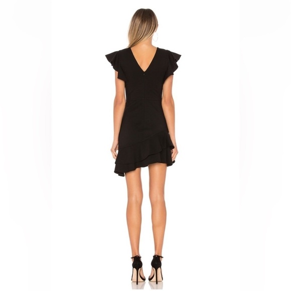 Amanda Uprichard Black Ruffle Asymmetrical Hemline Mini Dress Size Small - Picture 3 of 9
